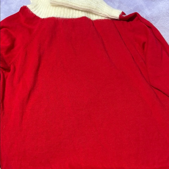 Berek Red Off-the-Shoulder Sweater with White Accents - Picture 8 of 8